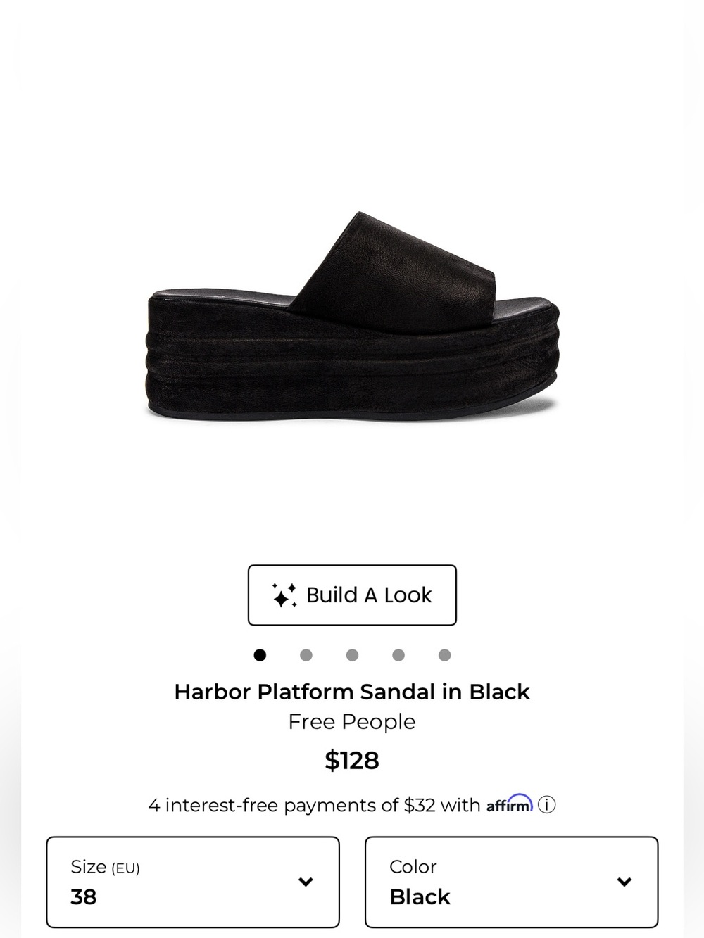 Free People Black Platform Slide Sandal size 38 (I am usually an 8)